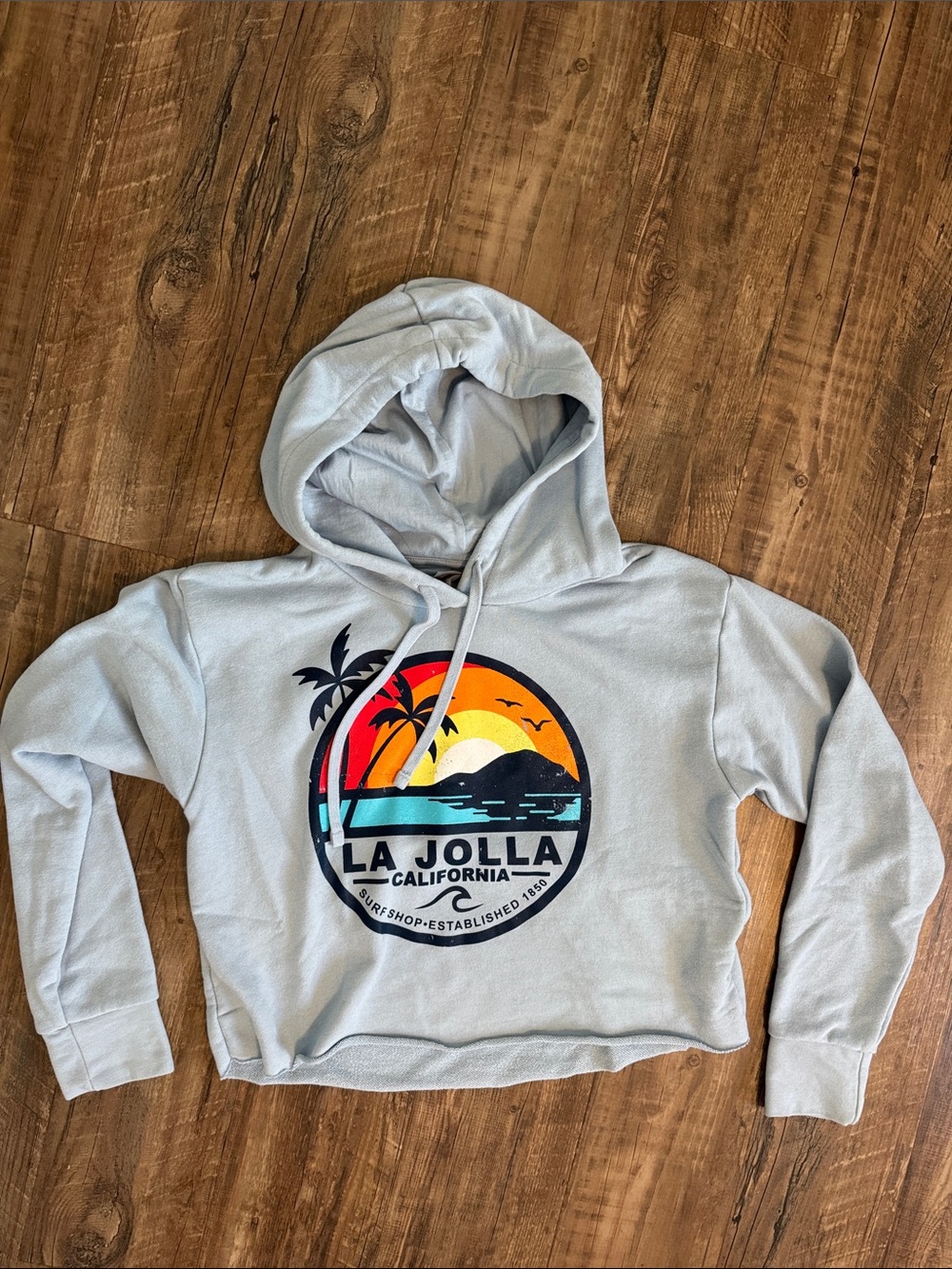 La Jolla California Graphic Hoodie Sweatshirt - Light Blue